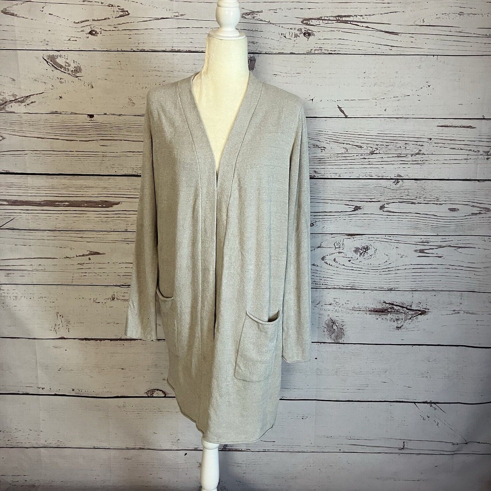Barefoot Dreams Sweater Womens L Cardigan Gray Cozy Chic Lite Draped
